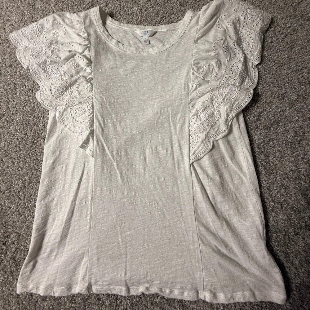 White Time and Tru Lace Butterfly Sleeve Top – Soft Feminine Everyday Classic - Picture 1 of 7